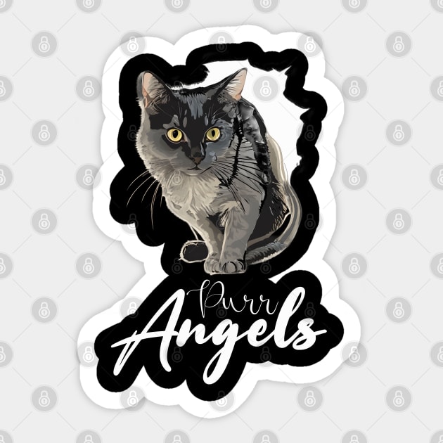 Cat angels Sticker by ArtRoute02